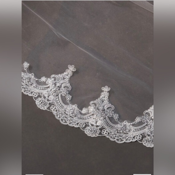 One-tier Lace Applique Edge Cathedral-length Bridal Veil - Picture 3 of 4